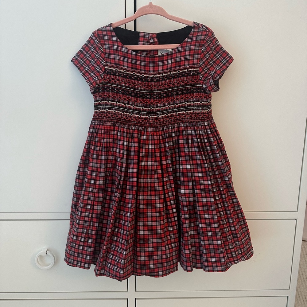 Plaid Red and Black Kids Dress. 100% cotton. Size 76